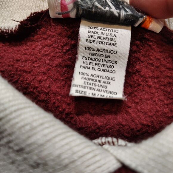 Vtg 90s Bear Sweatshirt Women’s L Maroon Cottagecore Window Scene Cute Kitsch - Picture 5 of 9